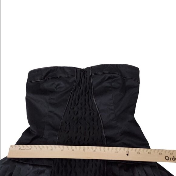 BEBE Womens Mini Dress 2 Black Strapless Satin Fit N Flare Party Going Out - Picture 11 of 12